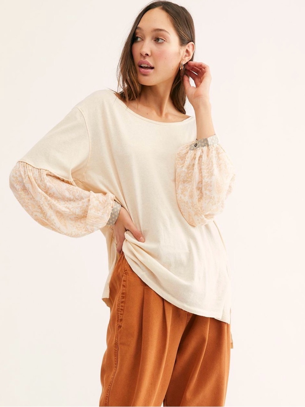 Free People We The Free Jade Long Sleeve Top | Ivory | Small